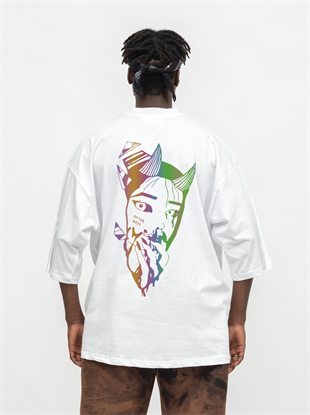 AFTERBASE New Devil Girl Reflektörlü Oversize Tshirt