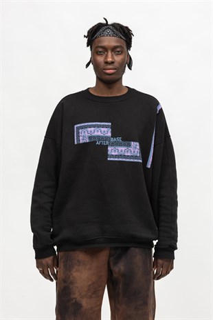 AFTERBASE Siyah Milas Halı Oversize Sweatshirt