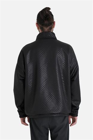 Afterbase Oversize Tam Fermuar Dokulu Deri Ceket 