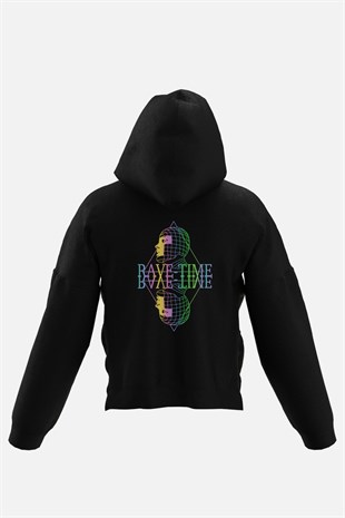 AFTERBASE Rave Time Reflektörlü Kapüşonlu Oversize Sweatshirt