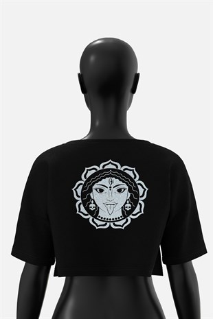 AFTERBASE Raver Visnu Shivaya Gri Reflektörlü Crop T-shirt