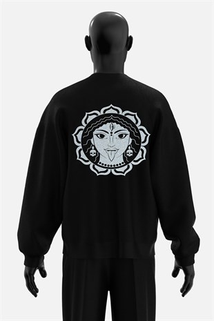 AFTERBASE Raver Visnu Shivaya Gri Reflektörlü Oversize Sweatshirt