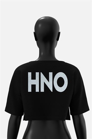 AFTERBASE Techno Couple Gri Reflektörlü Crop T-shirt