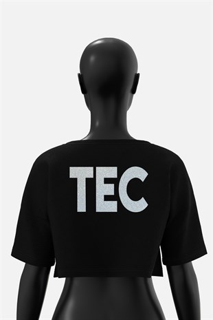 AFTERBASE Techno Couple Gri Reflektörlü Crop T-shirt