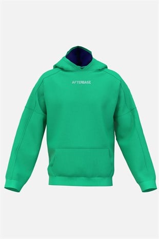 AFTERBASE Techno Couple Gri Reflektörlü Oversize Yeşil Kapüşonlu Sweatshirt