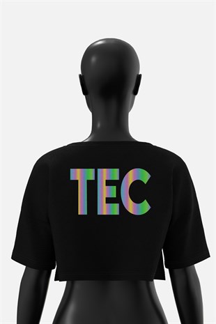 AFTERBASE Techno Couple Reflektörlü Crop T-shirt