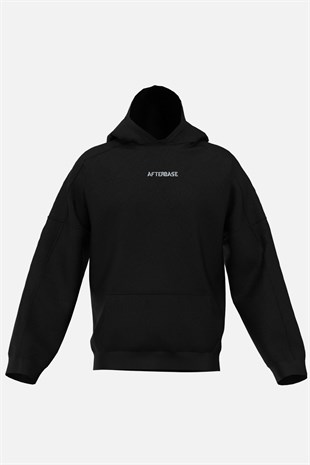 AFTERBASE Techno Cross Gri Reflektörlü Kapüşonlu Oversize Sweatshirt