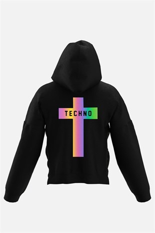 AFTERBASE Techno Cross Reflektörlü Kapüşonlu Oversize  Sweatshirt