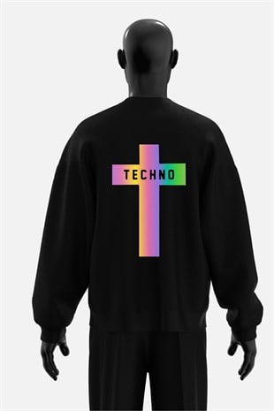 AFTERBASE Techno Cross Reflektörlü Oversize  Sweatshirt