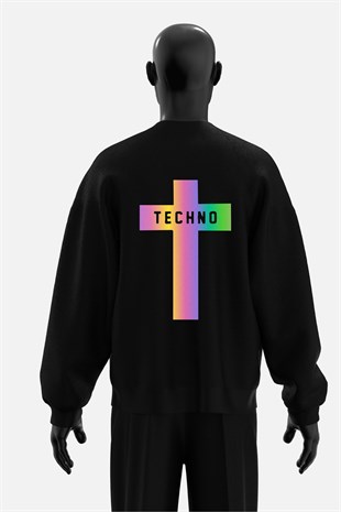 AFTERBASE Techno Cross Reflektörlü Oversize  Sweatshirt