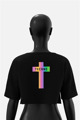 AFTERBASE Techno Cross Reflektörlü Crop T-shirt