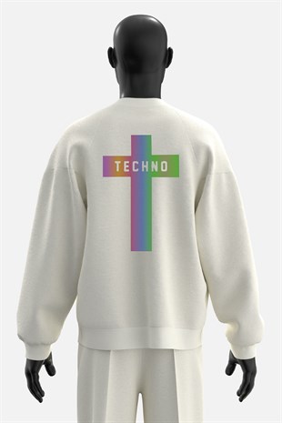 AFTERBASE Techno Cross Reflektörlü Oversize  Sweatshirt