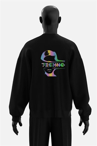 AFTERBASE Techno Tattoo Reflektörlü Oversize  Sweatshirt