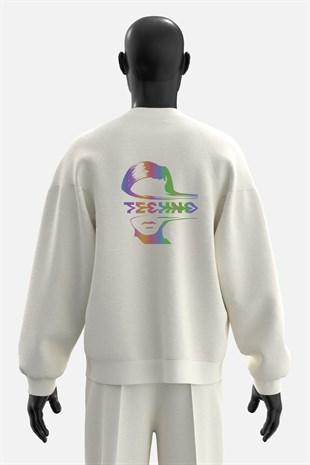 AFTERBASE Techno Tattoo Reflektörlü Oversize  Sweatshirt