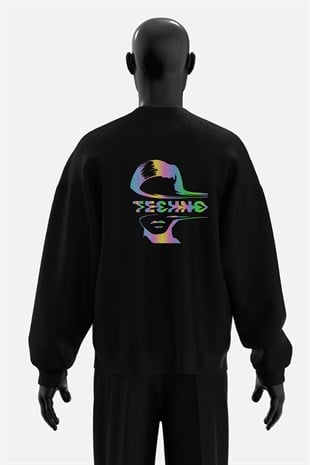 AFTERBASE Techno Tattoo Reflektörlü Oversize  Sweatshirt