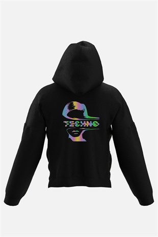 AFTERBASE Techno Tattoo Reflektörlü Kapüşonlu Oversize Sweatshirt
