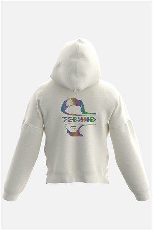 AFTERBASE Techno Tattoo Reflektörlü Kapüşonlu Oversize Sweatshirt