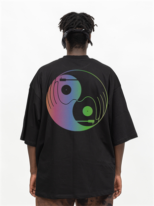 AFTERBASE Ying Yang Reflektörlü Oversize Tshirt