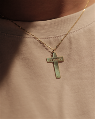 Techno Cross Gold Kaplama 925 Silver