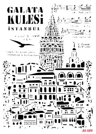 AS584 - A4 Stencil Galata Kulesi