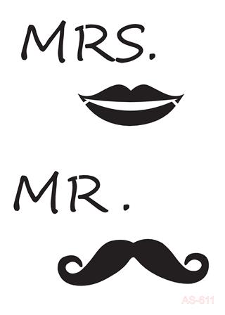 AS611 Mrs. & Mr. Yazılı A4 Stencil