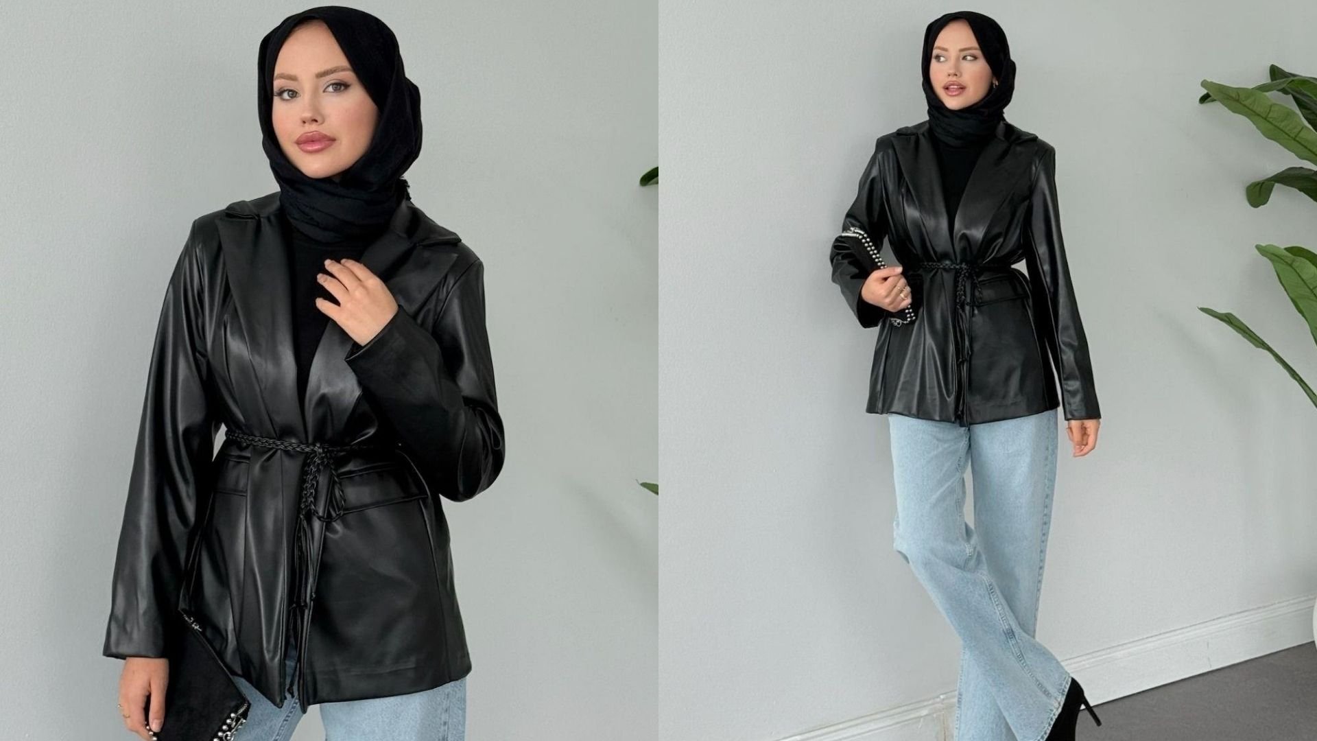 siyah deri blazer ceket