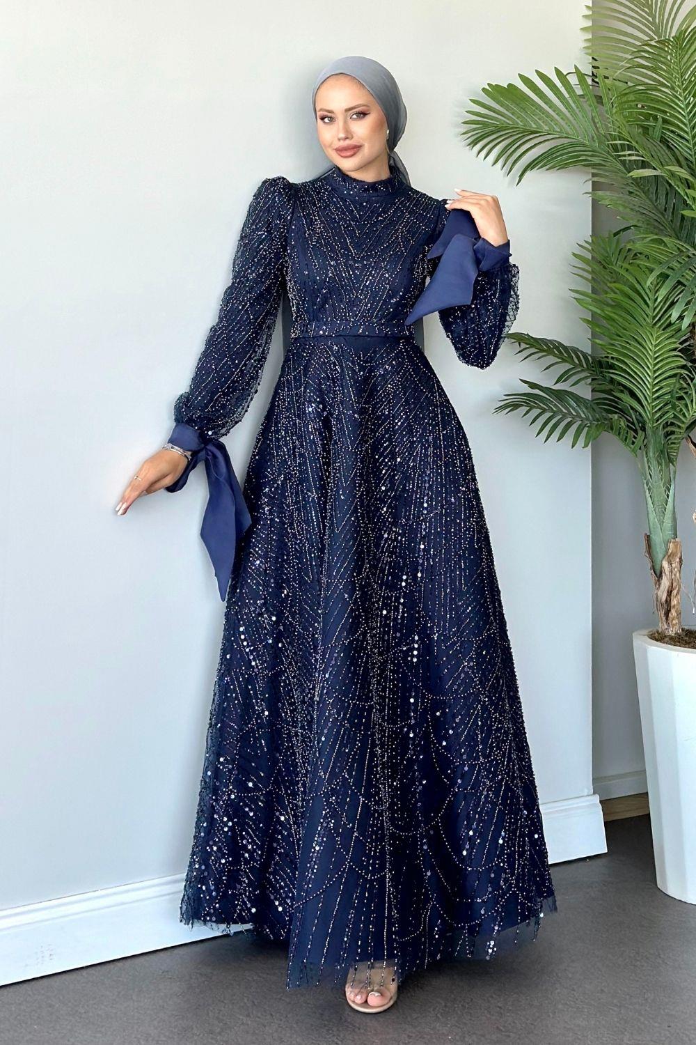 Kleopatra Abiye Lacivert 10006 