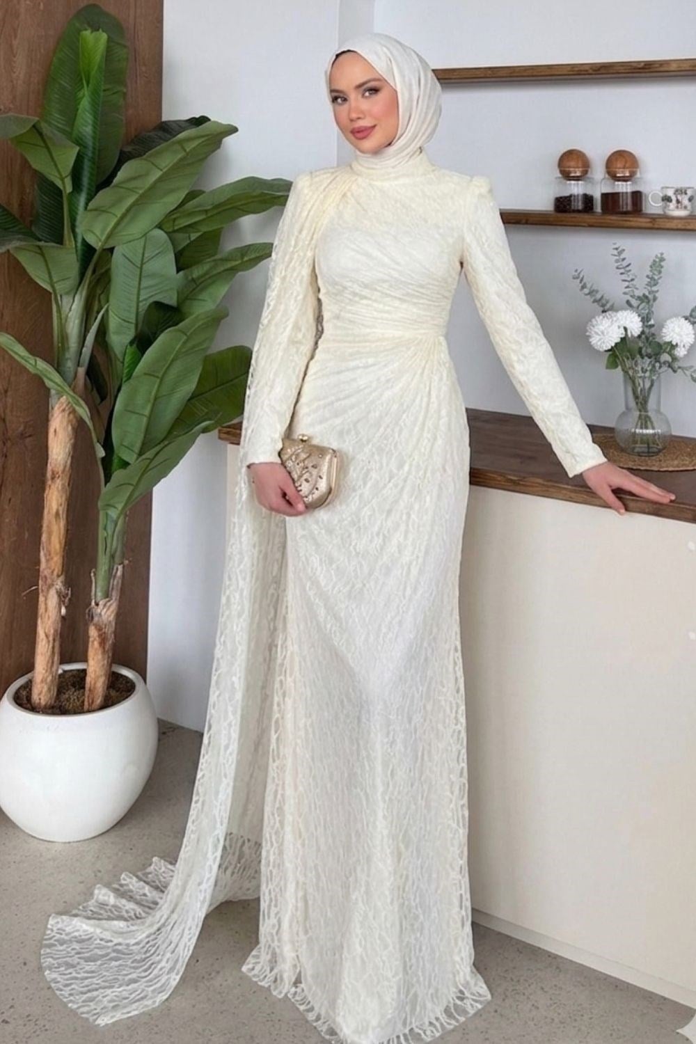 Colette Yandan Pelerin Abiye Ekru 10061 