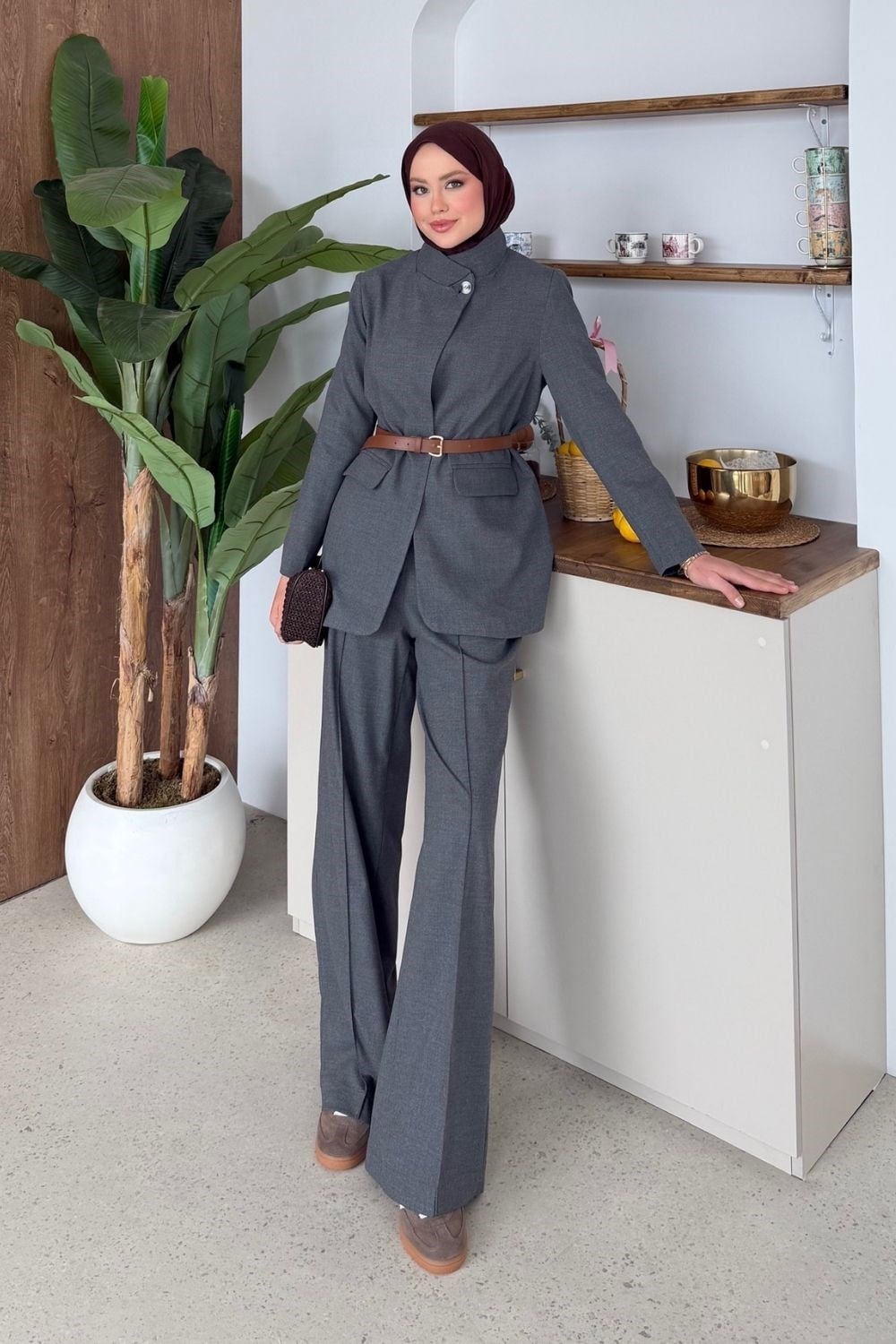Elite Pantolonlu Takım Füme 1031 