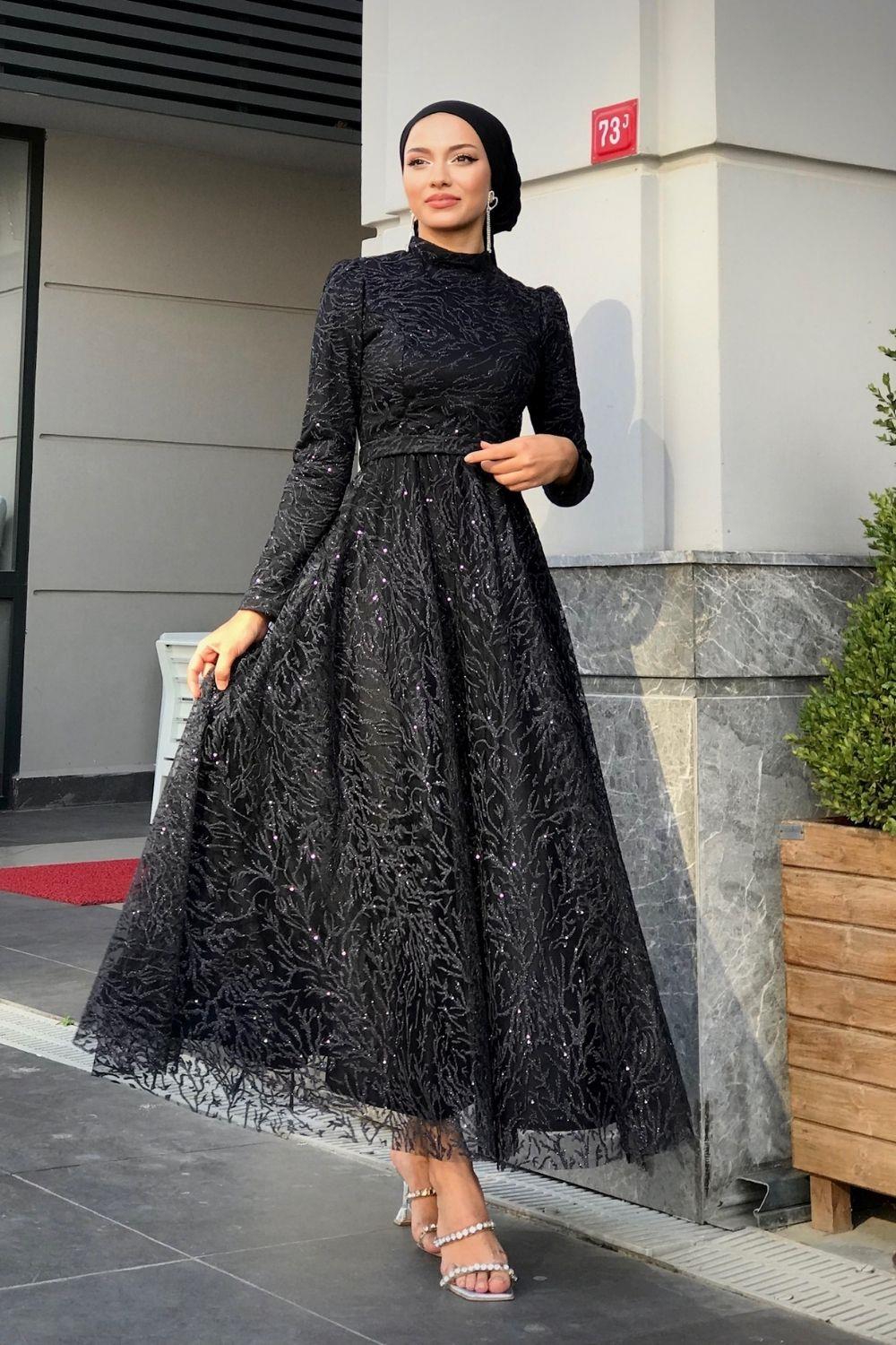 Anatolya Simli Abiye Siyah 10750 