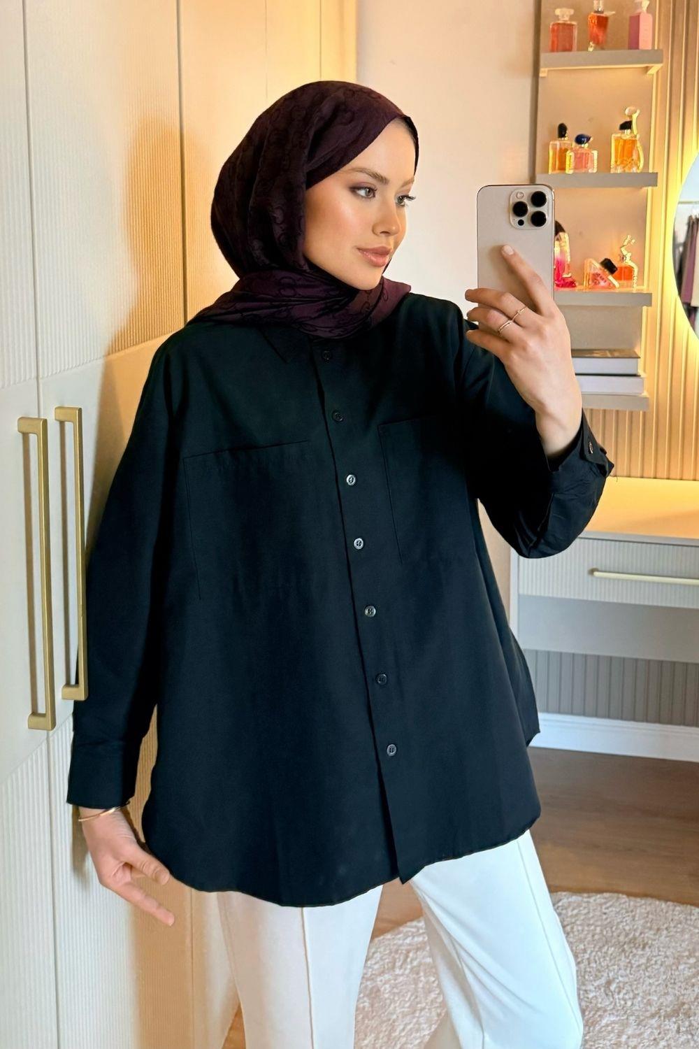 Poplin Gömlek Siyah 117 