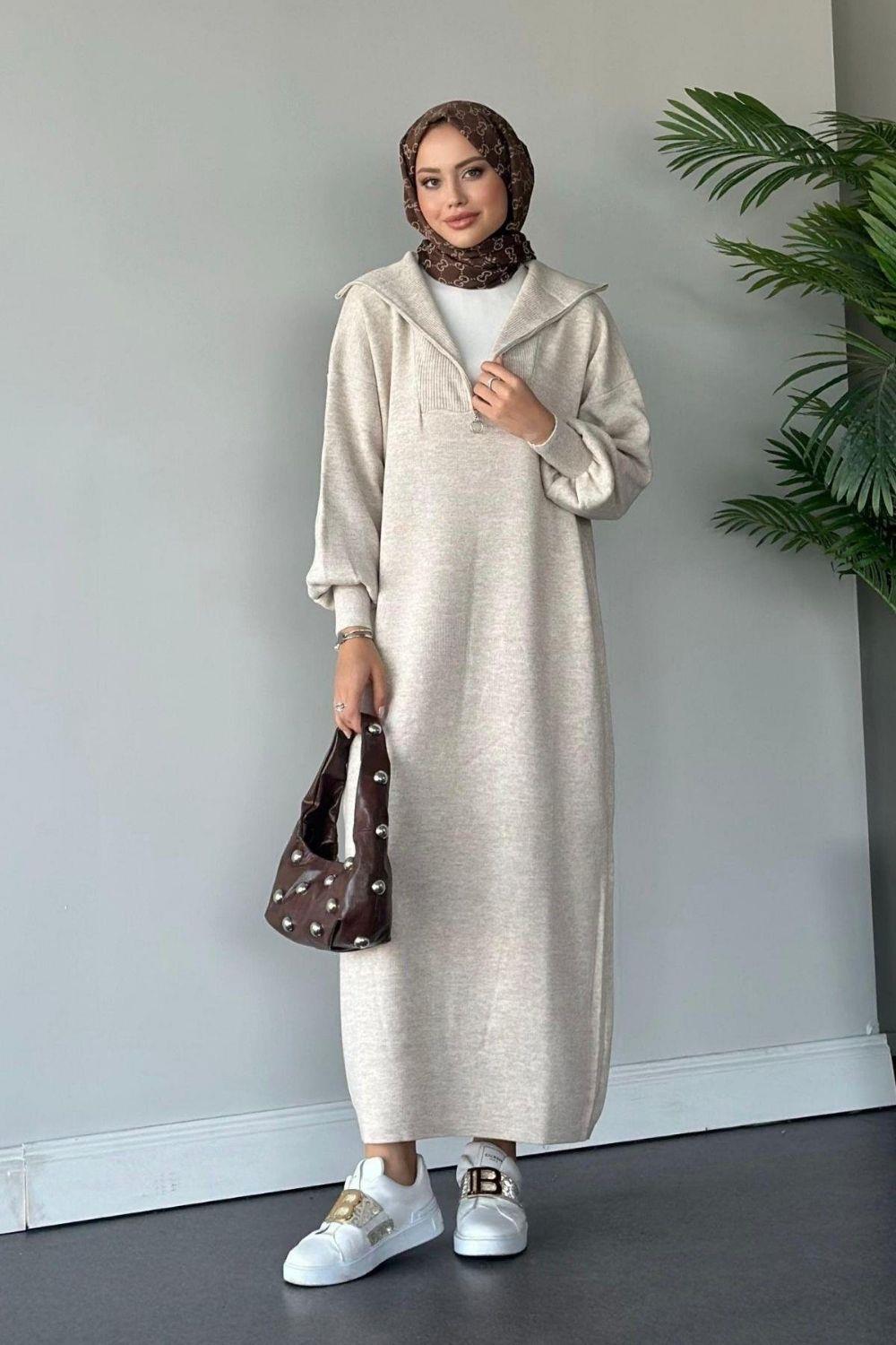 Nergis Triko Elbise Ekru 129999 