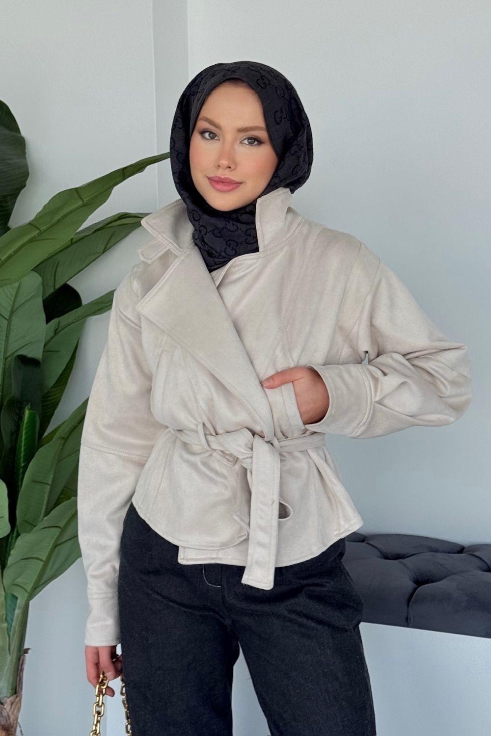 Kısa Süet Ceket Bej 1332 