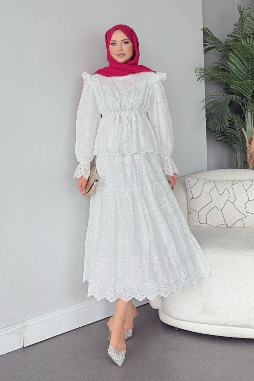 Side Güpür Takım Beyaz 1395 