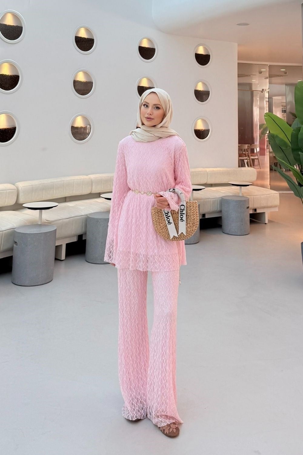 Rüya Dantelli Takım Pembe 20245 