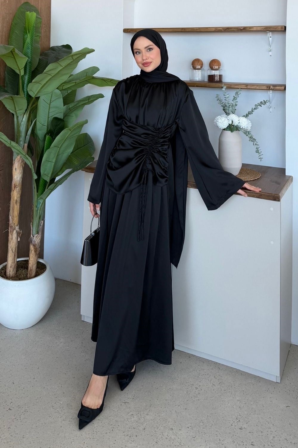 Mirella Saten Elbise Siyah 20264 
