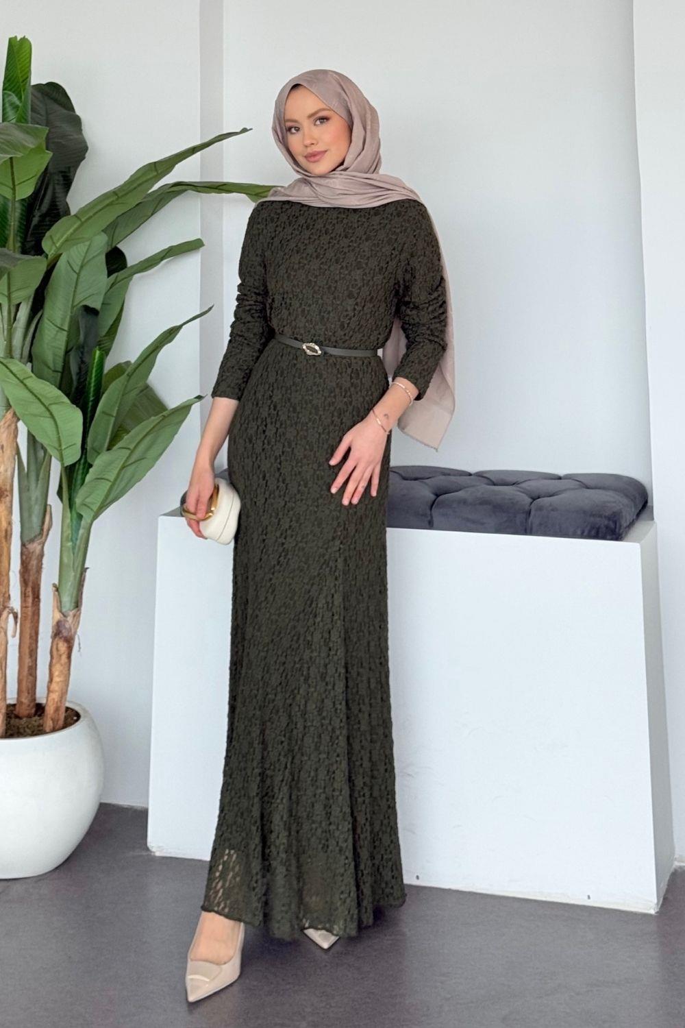 Dantelli Elbise Haki 20370 