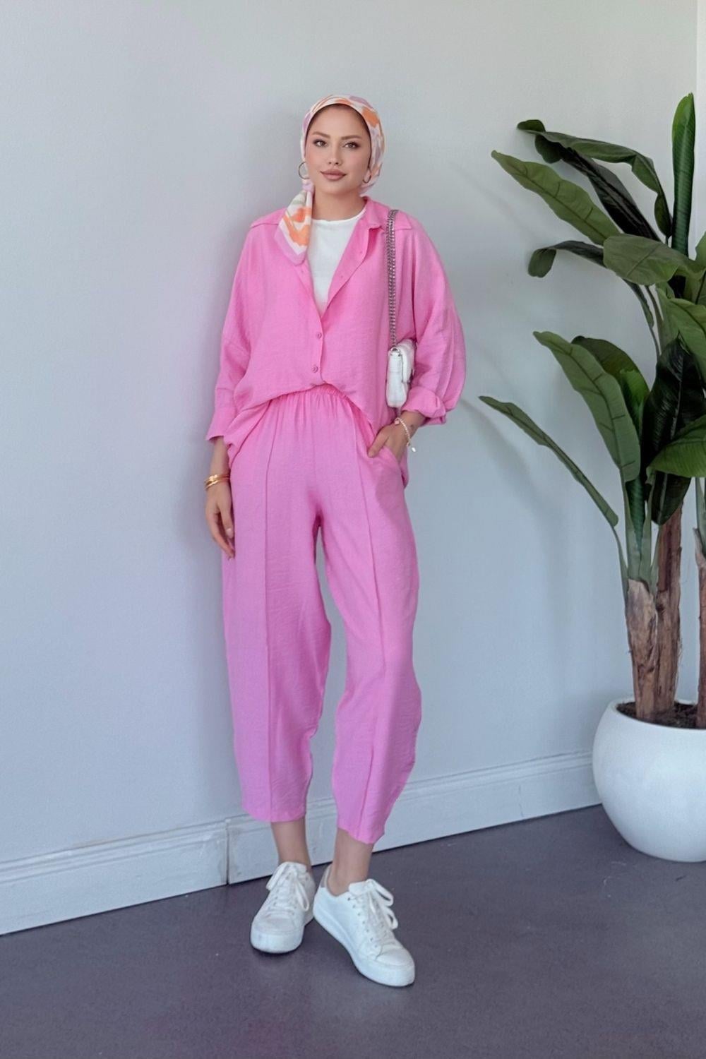 Pargalı Şalvar Takım Pembe 2113 