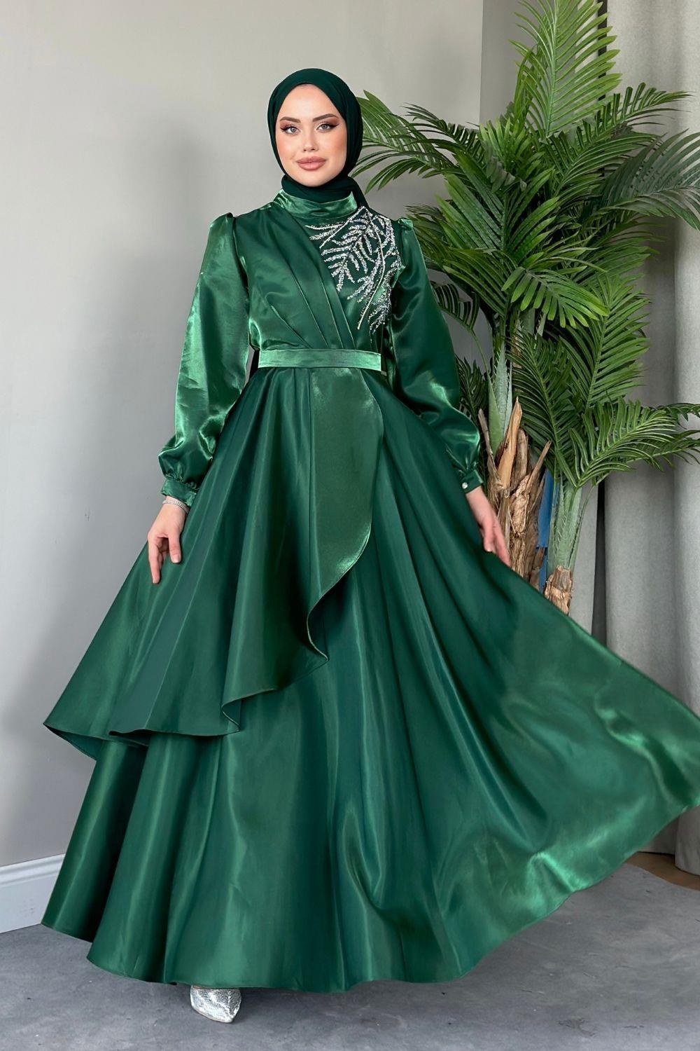 Lina Tafta Abiye Yeşil 21680 