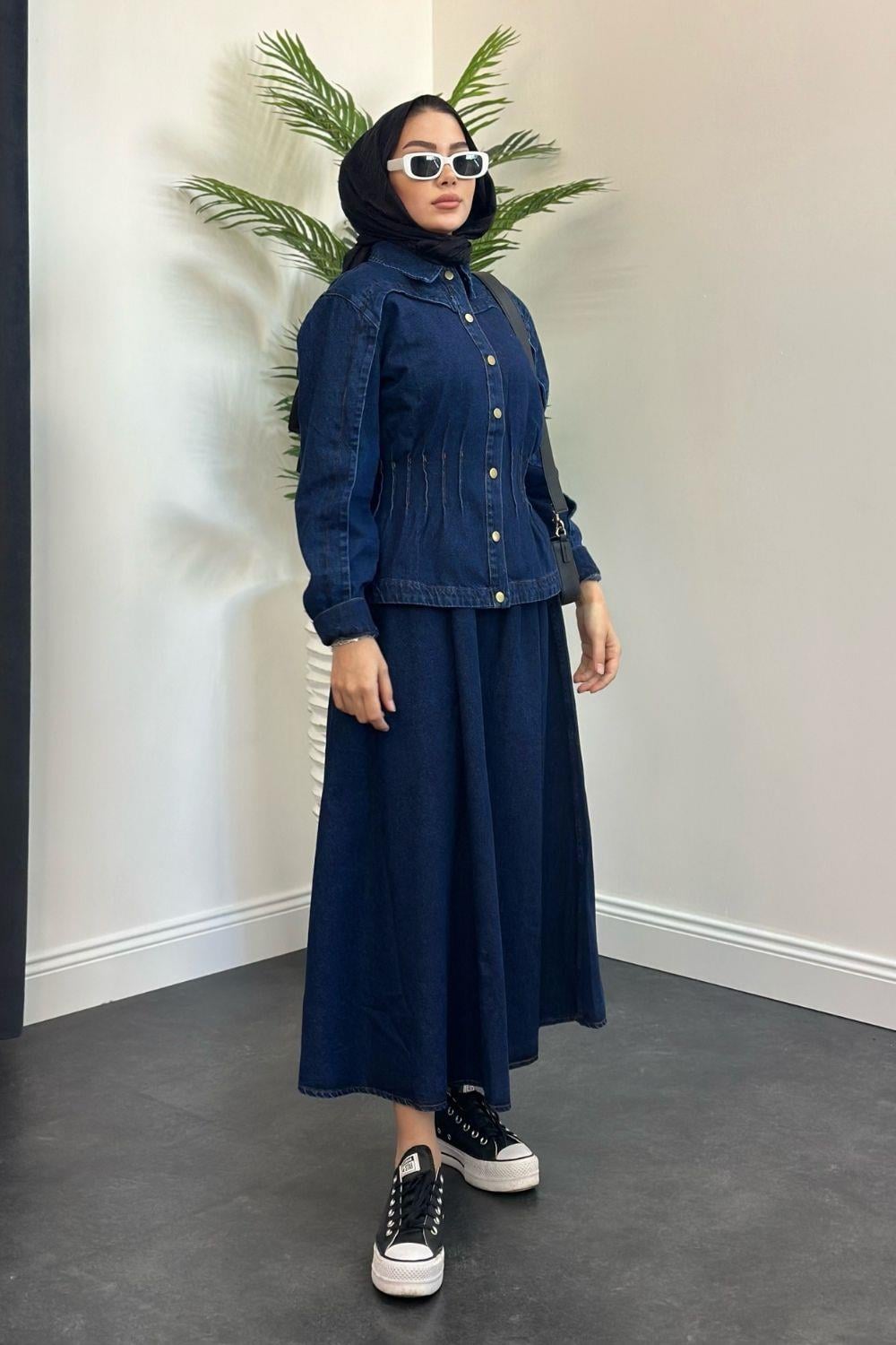 Denim Etekli Takım Mavi 2238 