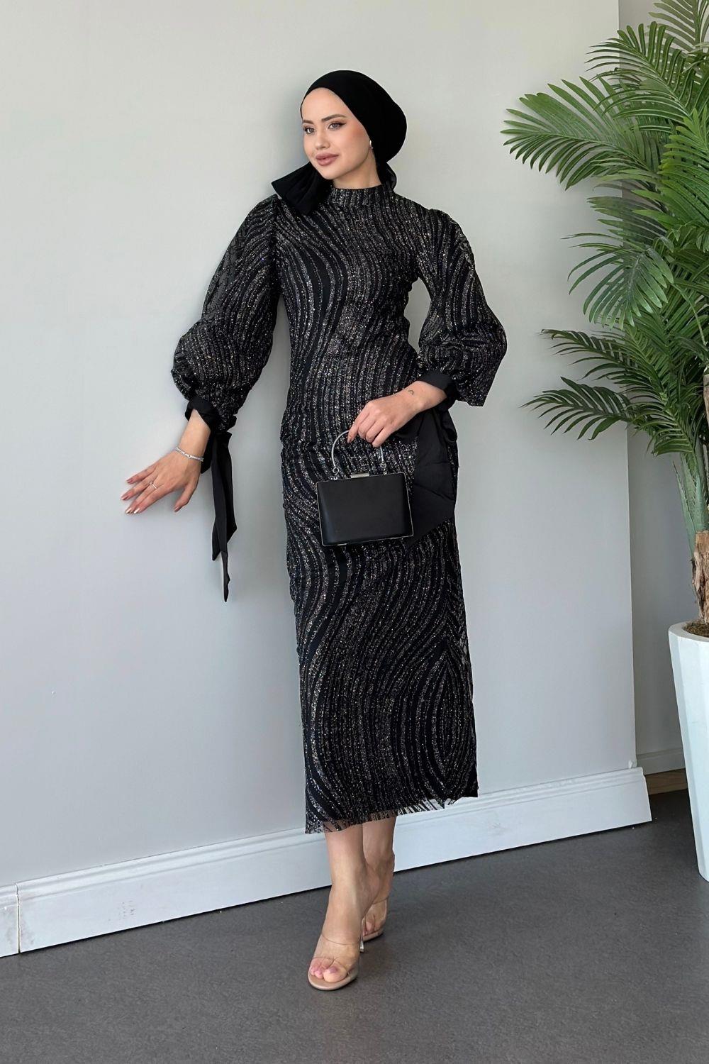 Aylin Abiye Siyah 23230 