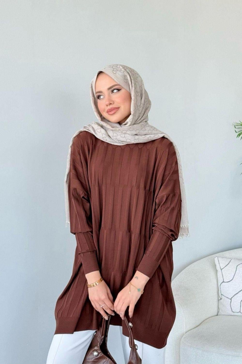 Baklava Desen Tunik Kahverengi 2411000 