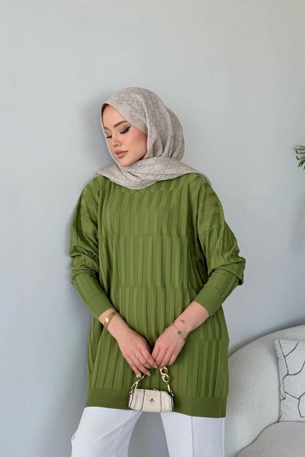 Baklava Desen Tunik Yağ Yeşili 2411000 