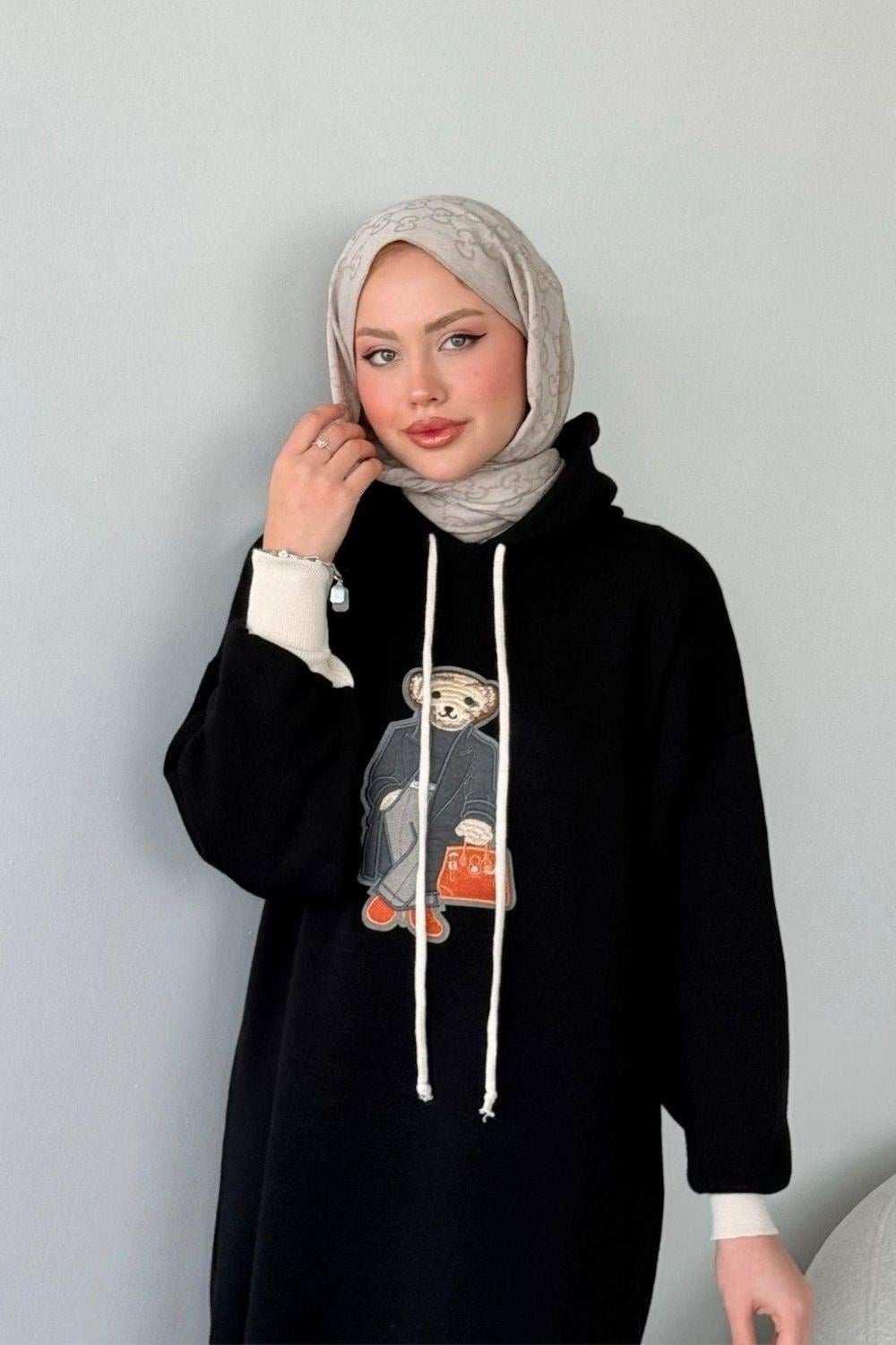 Ayıcıklı Spor Elbise Siyah 241220 