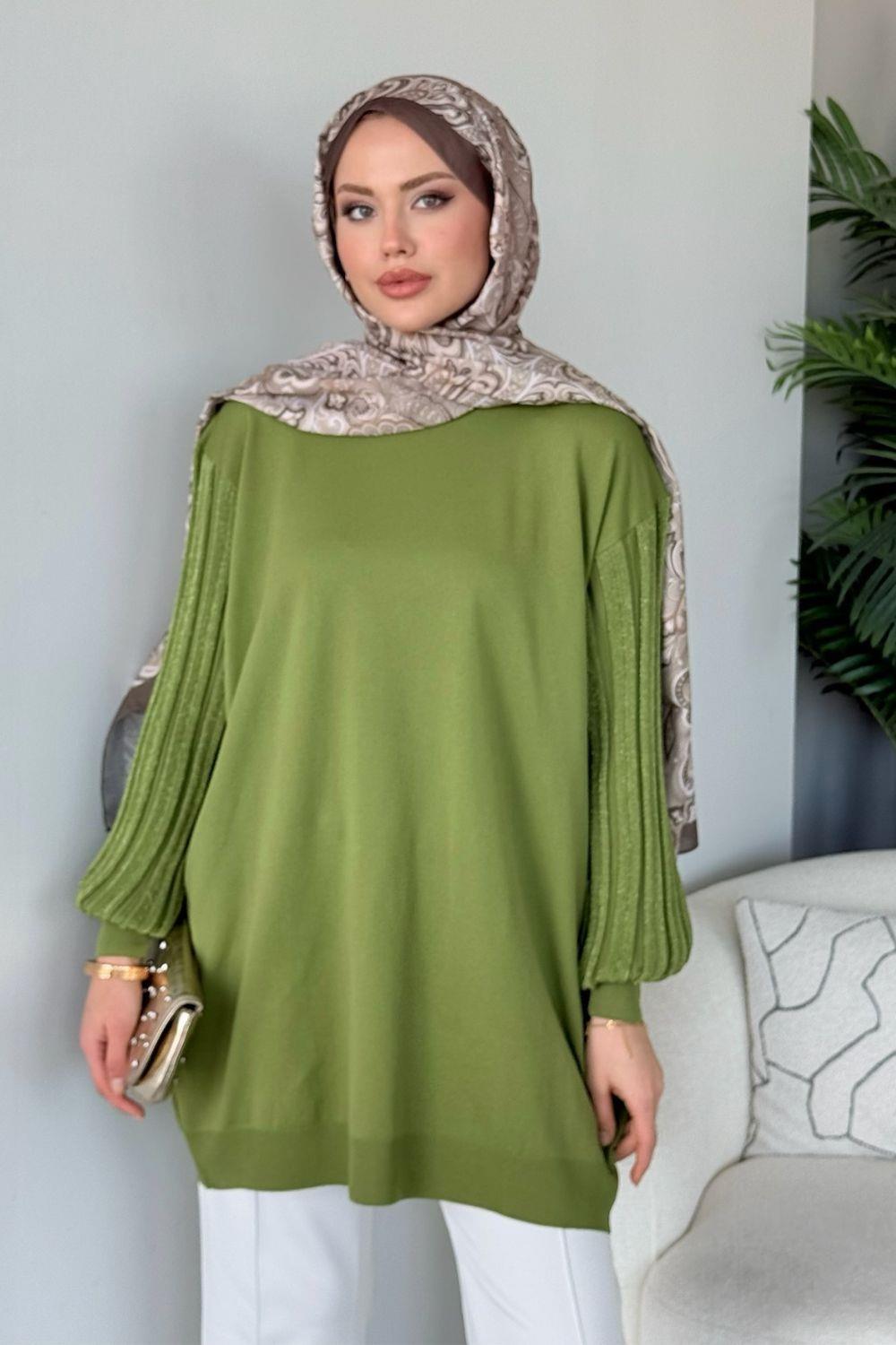 Cahide Merserize Tunik Yağ Yeşili 241340 