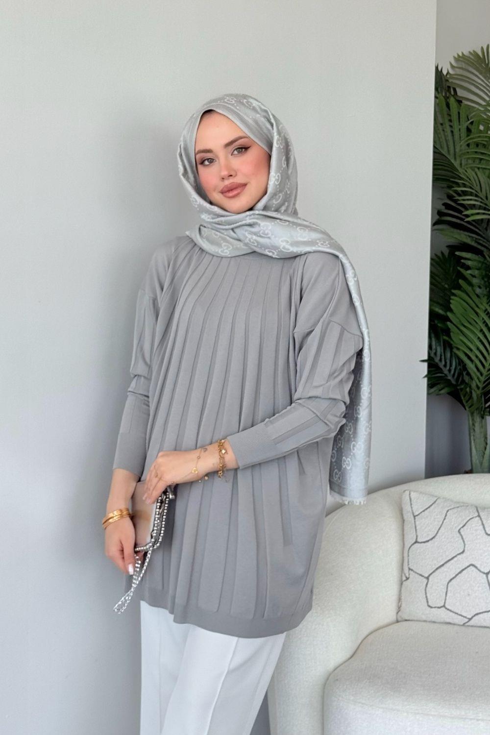 Gökkuşağı Merserize Tunik Gri 241460 