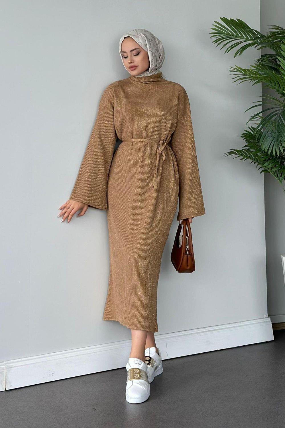 Nesya Triko Elbise Camel 24690 