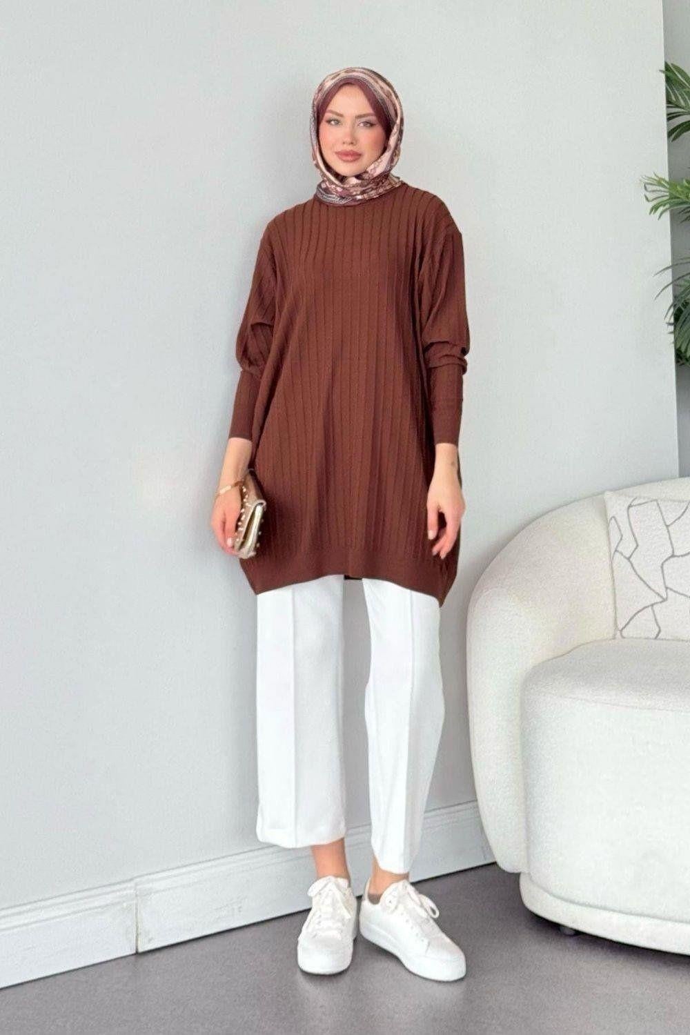 Fitilli İnce Tunik Kahverengi 2480 