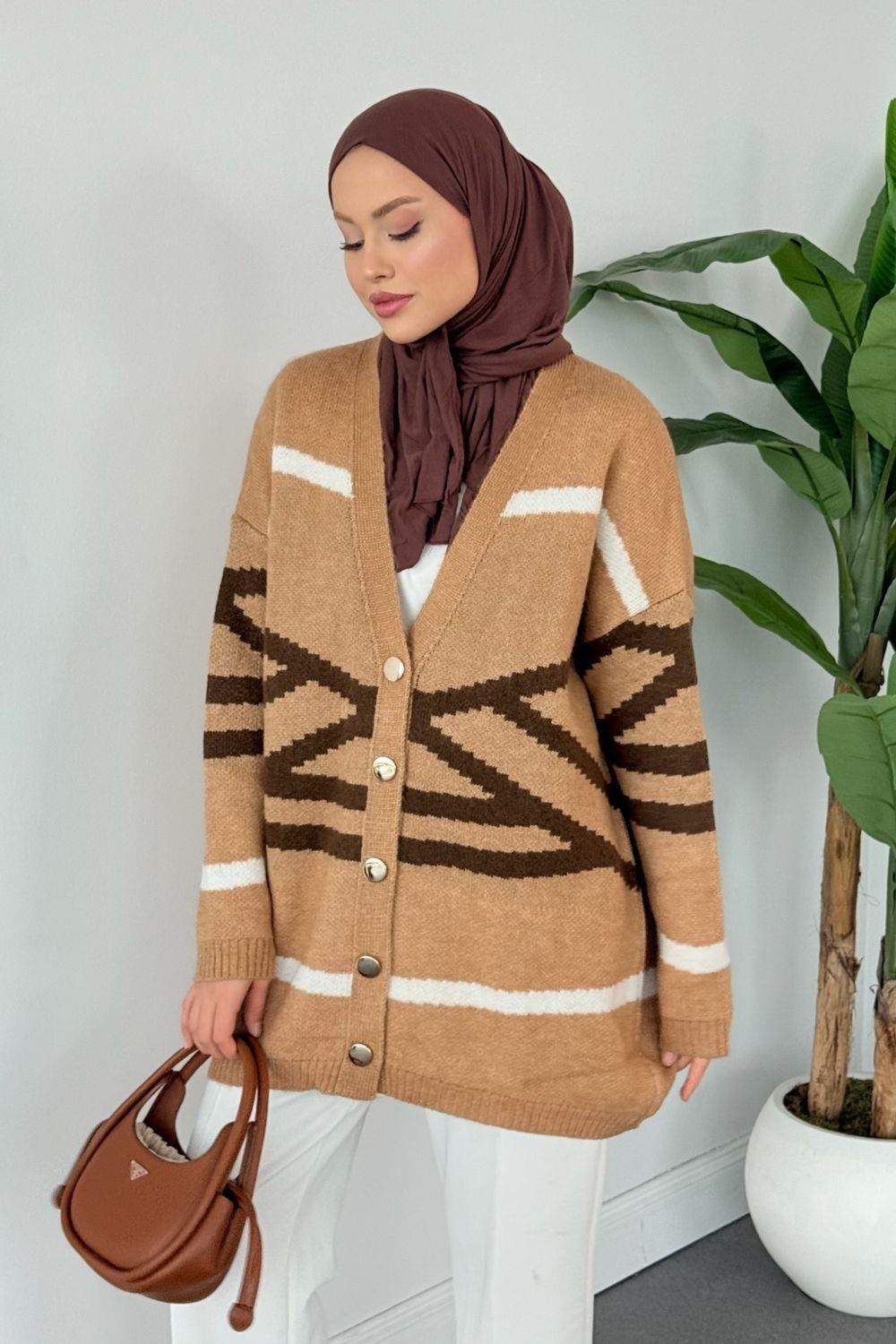 Tera Desen Yumoş Salaş Hırka Camel 25130 