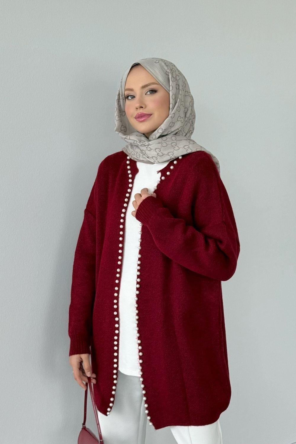 Yumoş İncili Hırka Bordo 251900 